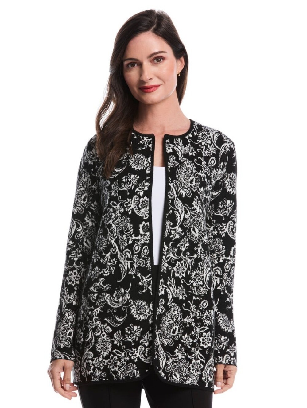 NWT "Rafaella" Paisley Print Open Cardigan Woman's Size Petite Medium